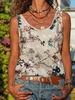Modetalente 1 Multifarben Damen Muskelshirt Baumwolle Urlaub U-Ausschnitt Lässig Print Muskelshirt