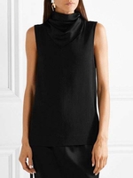 Modetalente 1 Schwarz Damen Muskelshirt Jersey Lässig Hoher Kragen Unifarben Täglich Muskelshirt