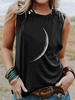 Modetalente 1 Schwarz Damen Muskelshirt Jersey Lässig Rundhals Print Täglich Muskelshirt