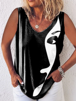 Modetalente 1 Schwarz Damen Muskelshirt Rundhals Baumwolle Lässig Täglich Muskelshirt