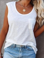 Modetalente 1 Weiß Damen Muskelshirt Rundhals Lässig Jersey Unifarben Muskelshirt