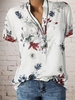 Modetalente Geblümt 1 Blaupink rot-Weiss Olivgrün Schwarz Lila Grau Damen Kurzarm-Blusen Lässig Polyester Stehkragen Kurzarm Geblümt Täglich Kurzarm-Blusen