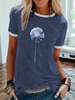 Modetalente Geblümt 1 Marineblau Grün Schwarz Khaki Himmelblau Damen T-Shirts Retro Rundhals Jersey Kurzarm Sport Geblümt T-Shirts