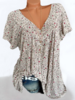 Modetalente Geblümt 1 Schwarz Blau Grün Gebrochen weiß Pink Weinrot Rot Gelb Damen Kurzarm-Blusen V-Ausschnitt Polyester Lässig Kurzarm Print Kurzarm-Blusen