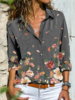 Modetalente Geblümt Grauschwarz Rot Gelb Damen Langarm-Blusen Schalkragen Polyester Lässig Langarm Sport Geblümt Langarm-Blusen