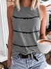 Modetalente Gestreift 1 Grau Damen Muskelshirt Rundhals Lässig Baumwolle Lässig Muskelshirt