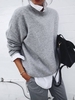 Modetalente Grauer Lässiger Pullover Mit Rundhalsausschnitt Aus Baumwollmischung