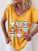 Modetalente Kurzarm 1 Gelb Damen Kurzarm-Blusen V-Ausschnitt Polyester Outdoor Alltag Kurzarm-Blusen