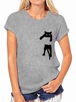 Modetalente Kurzarm 1 Grau Weiß Blau Gelb Pink Damen T-Shirts Lässig Baumwolle Rundhals Tier T-Shirts