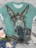 Modetalente Kurzarm 1 Grün blau Lila Damen T-Shirts Baumwollgemisch Rundhals Retro Sport Tier T-Shirts