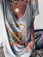 Modetalente Kurzarm 1 Grüngrau Blau Gelb Damen T-Shirts Lässig Baumwolle U-Ausschnitt T-Shirts
