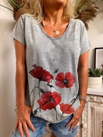 Modetalente Kurzarm 1 Grüngrau Khaki Pink Damen T-Shirts V-Ausschnitt Jersey Lässig Patchwork T-Shirts