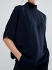 Modetalente Kurzarm 1 Marineblau Damen Kurzarm-Blusen Rollkragen Lässig Baumwollgemisch Täglich Kurzarm-Blusen