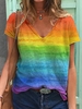 Modetalente Kurzarm 1 Multifarben Damen Kurzarm-Blusen Lässig Polyester V-Ausschnitt Print Täglich Kurzarm-Blusen