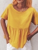 Modetalente Kurzarm 1 Pink Blau Gelbgrün Damen T-Shirts Rundhals Baumwolle Urlaub Unifarben T-Shirts