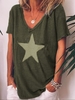 Modetalente Kurzarm 1 Rotblau Armeegrün Grüngrau Damen T-Shirts Lässig Jersey V-Ausschnitt Täglich T-Shirts