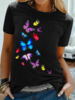 Modetalente Kurzarm 1 Schwarz Damen T-Shirts Lässig Baumwollgemisch Rundhals Print Täglich T-Shirts