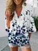 Modetalente Kurzarm 1 Weiß Damen Langarm-Blusen V-Ausschnitt Baumwollgemisch Lässig Täglich Print Langarm-Blusen