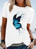 Modetalente Kurzarm 1 Weiß Damen T-Shirts Lässig Baumwollgemisch Rundhals T-Shirts