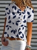 Modetalente Kurzarm 1 Weiß Weiß-Schwarz Grün blau Gelb Damen T-Shirts Revers Polyesterfaser Urlaub Blätter Date T-Shirts