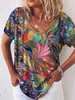 Modetalente Kurzarm 1 Wie die Abbildung zeigt Damen T-Shirts Jersey V-Ausschnitt Lässig Print T-Shirts