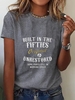 Modetalente Kurzarm Grau Damen Blusen & Shirts Rundhals Jersey Lässig Textbriefe Blusen & Shirts