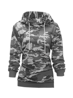 Modetalente Langarm 1 Armeegrün Damen Kapuzenpullover Baumwollgemisch Lässig Kapuze Alltag Kapuzenpullover