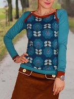 Modetalente Langarm 1 Blau Rot Grau Damen Langarmshirts Lässig Baumwollgemisch Rundhals Täglich Print Langarmshirts