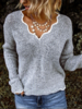 Modetalente Langarm 1 Grau Rosarot Grün blau Khaki Ziegelrot Damen Pullover Stricken Retro V-Ausschnitt Unifarben Pullover