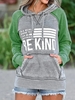 Modetalente Langarm 1 Grün Damen Kapuzenpullover Kapuze Lässig Baumwollgemisch Farbblock Kapuzenpullover