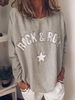 Modetalente Langarm 1 Hellgrau Gelb Pink Lila Hellblau Damen Langarmshirts Rundhals Basics Baumwollmischung Buchstabe Langarmshirts