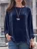Modetalente Langarm 1 Marineblau Rot Lila Grau Damen Langarmshirts Rundhals Polyester Lässig Langarmshirts