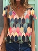 Modetalente Langarm 1 Pink Damen Blusen & Tuniken Baumwollgemisch Lässig V-Ausschnitt Lässig Print Blusen & Tuniken