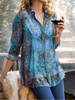 Modetalente Langarm 1 Rotblau Gelb Lila Damen Blusen & Tuniken Lässig Chiffon V-Ausschnitt Paisley Blusen & Tuniken