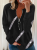 Modetalente Langarm 1 Schwarz Damen Kapuzenpullover Lässig Polyester V-Ausschnitt Unifarben Täglich Kapuzenpullover