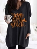 Modetalente Langarm 1 Schwarz Damen Langarmshirts Polyester V-Ausschnitt Lässig Buchstabe Täglich Langarmshirts