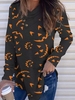 Modetalente Langarm 1 Schwarz Damen Langarmshirts Rundhals Baumwollmischung Lässig Print Langarmshirts