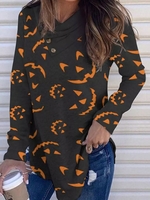 Modetalente Langarm 1 Schwarz Damen Langarmshirts Rundhals Baumwollmischung Lässig Print Langarmshirts