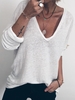 Modetalente Langarm 1 Weiß Pink Blau Gelb Damen Langarmshirts V-Ausschnitt Lässig Baumwollgemisch Täglich Unifarben Langarmshirts
