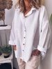Modetalente Langarm 1 Weiß Pink Grün Khaki Himmelblau Lila Damen Langarmshirts Hemdkragen Urlaub Baumwollmischung Unifarben Langarmshirts