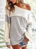 Modetalente Langarm Grau Damen Kapuzenpullover U-Boot-Ausschnitt Jersey Lässig Unifarben Kapuzenpullover