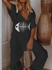 Modetalente Print Jumpsuits für Damen Grün Weiß Schwarz Marineblau 1 Kostüme