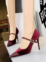 Unifarben Alle Jahreszeiten Party Nahtverarbeitung Mary Jane Samt Gummi Höhe zunehmend Verstellbare Schnalle Slippers für Damen