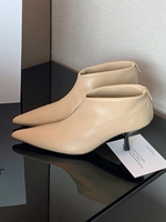 Unifarben Einfach Herbst Täglich Blockabsatz Spitz Slip On Höhe zunehmend Kunstleder Fashion Stiefelette für Damen