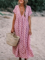 Urlaub Locker Polyesterfaser Print Maxikleider