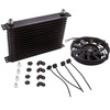 15Row AN10 12V Für Universal Aluminium Schwarz Motorölkühler + 7 Zoll Lüfter