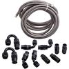 20FT AN6 6AN Stainless Steel PTFE Fuel Line Black Fitting Kit E85 Ethanol