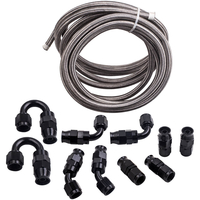 20FT AN6 6AN Stainless Steel PTFE Fuel Line Black Fitting Kit E85 Ethanol