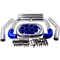 2, 5 zoll64 mm Aluminium Universal Ladeluftkühler Turbo Rohrleitungen und blaue Schlauch Kits