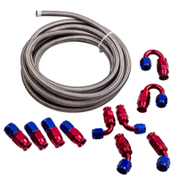 AN6 AN-6 45° Degree Swivel Fuel Oil Cooler Braided Hose Line Fitting Flow Kit